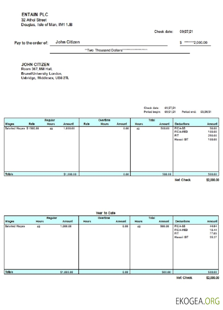 Royaume Uni, bulletin de paie, mot